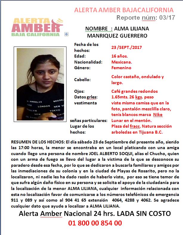 ALERTA AMBER Alma Liliana Manriquez Guerrero