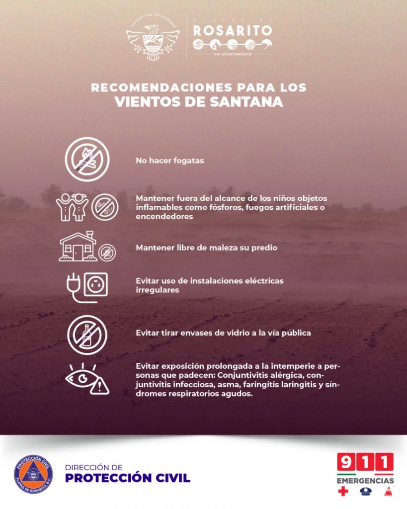 Clima, vientos, Protección civil 