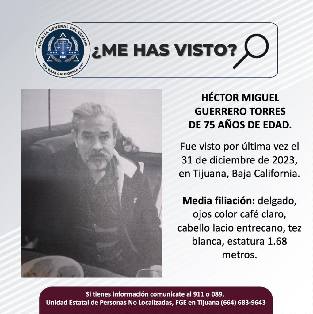 Buscan a Héctor Miguel Guerrero; tiene 75 años