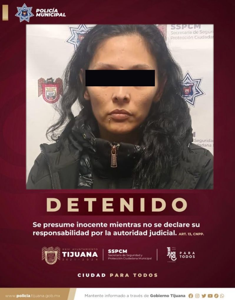 Cae presunta homicida en la Zona Norte de Tijuana